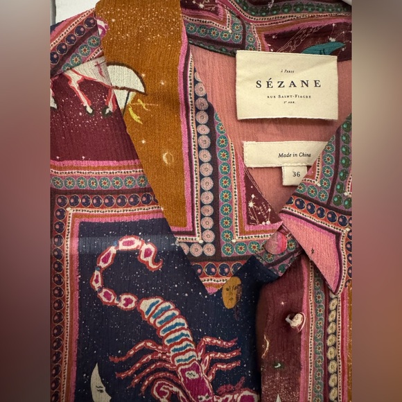 SEZANE TIANA ASTROLOGY ZODIAC BLOUSE RARE SZ XS - Picture 5 of 11